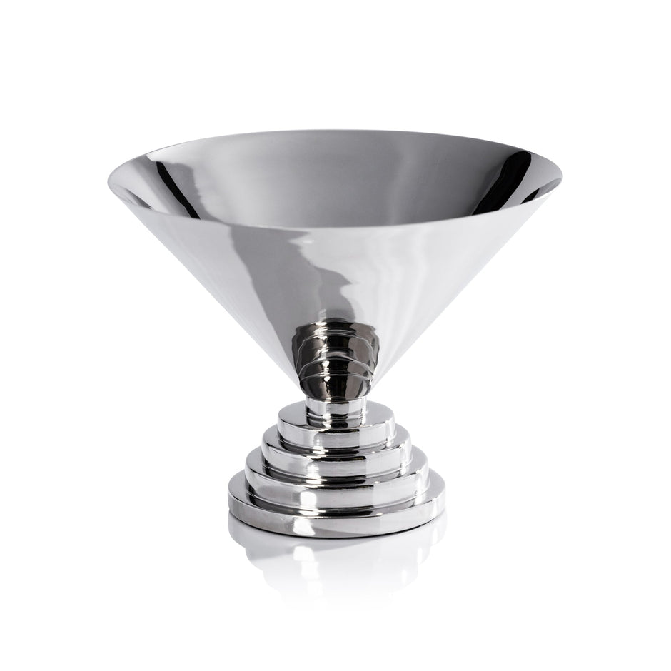 Large Mayan condiment bowl from Zodax, polished nickel serveware with intricate design, ideal for serving condiments or small snacks.