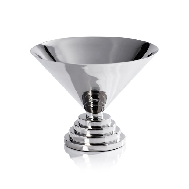 Large Mayan condiment bowl from Zodax, polished nickel serveware with intricate design, ideal for serving condiments or small snacks.