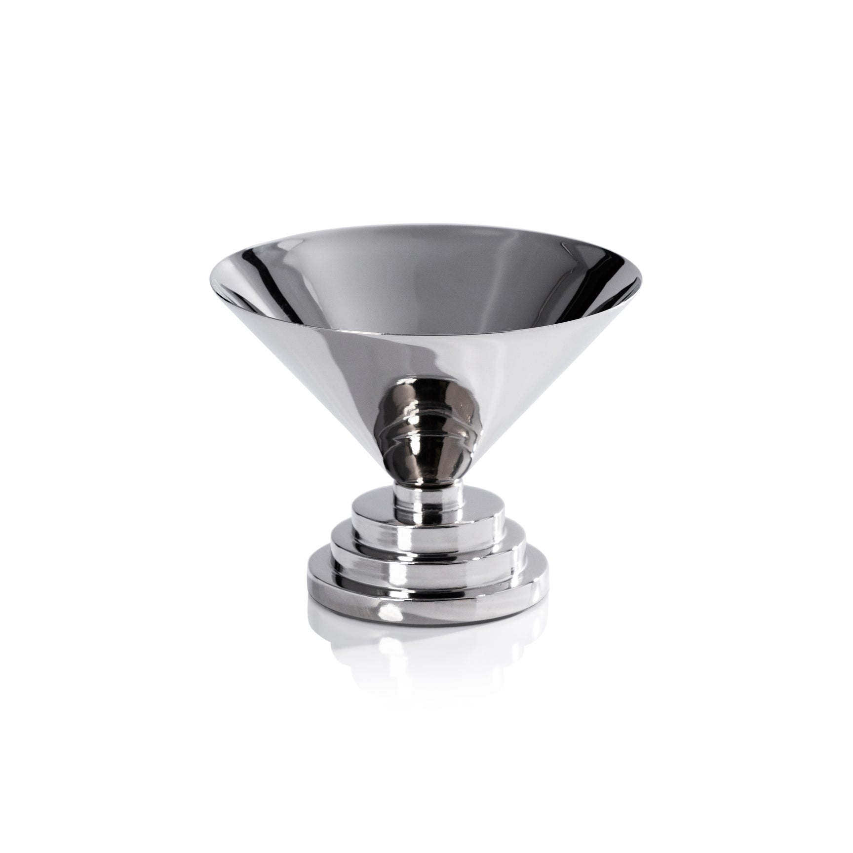 Polished nickel Mayan condiment bowl from Zodax serveware collection, featuring intricate Mayan design and smooth finish.