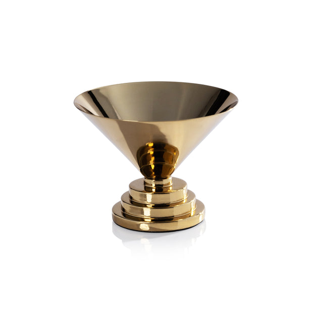 Small Mayan condiment bowl by Zodax, polished gold serveware for sauces and dips with intricate design.