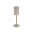 Zodax Reed rechargeable table lamp in gold with a sleek, modern design, ideal for ambient lighting on a table or desk.