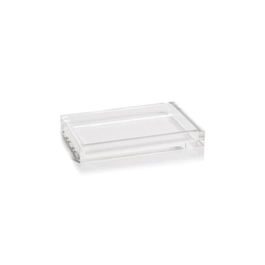 Zodax Claire Crystal Glass Vanity Tray S with clear, elegant design for organizing jewelry and accessories on a vanity.