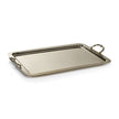 Large Manetta brass tray with polished gold finish by Zodax, showcasing its elegant, reflective surface and sturdy design.
