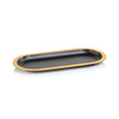 Oval black and gold Zodax tray with a sleek design, ideal for serving or decorative display.