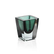 Small emerald glass vase by Zodax, featuring a clear, smooth surface and elegant shape, ideal for decorative floral displays.