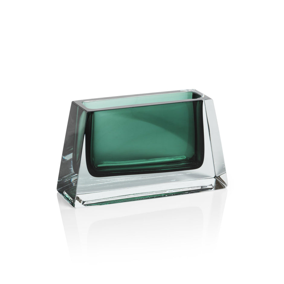 Emerald Corinthia Wide Glass Vase by Zodax, featuring a clear and vibrant design suitable for decorative floral arrangements.