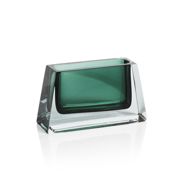 Emerald Corinthia Wide Glass Vase by Zodax, featuring a clear and vibrant design suitable for decorative floral arrangements.