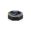 Deep blue glass octagon vase by Zodax, showcasing a geometric design perfect for decorative floral arrangements.