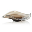 Large taupe glass vase with a wave design by Zodax, perfect for elegant home decor.