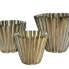 Silver Gold Crackle Planters, Set of 3